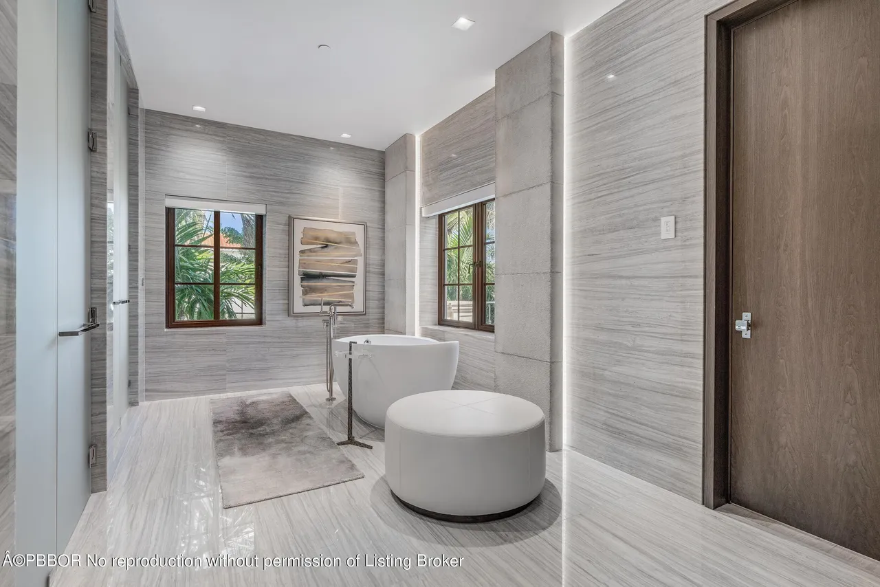 A bathroom composed in marble